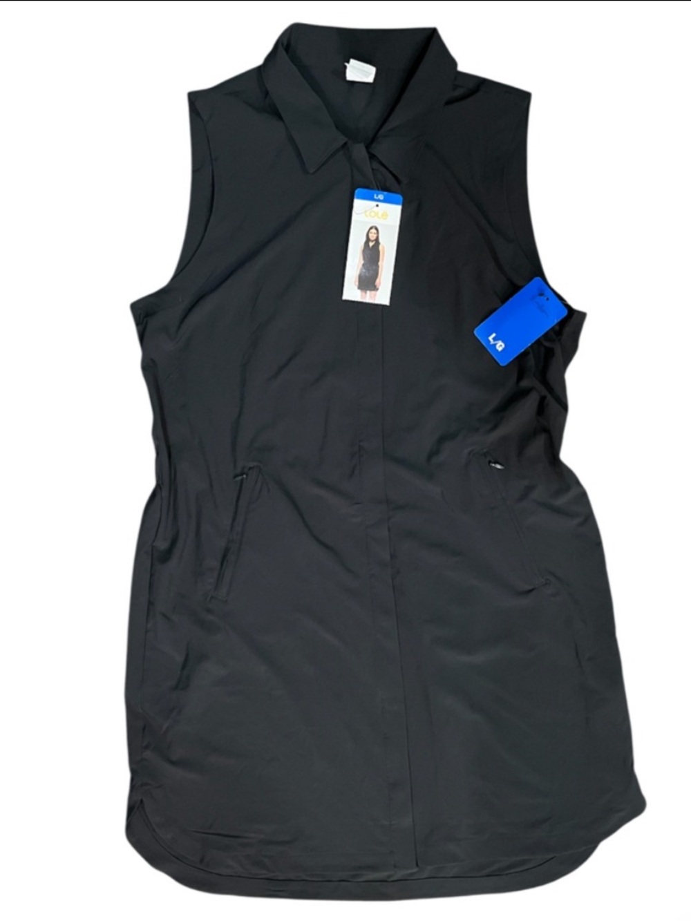 NWT Lole Black Button Up Sleeveless Dress Size Large